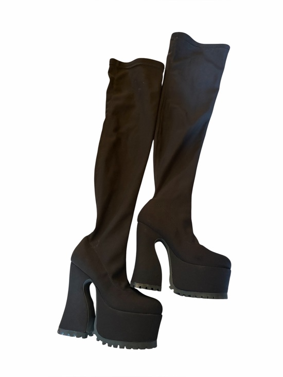 Dolls Kill Shoes - DOLLS KILL CURRENT MOOD Over The Knee Super High Platform Stretch Sock Boots